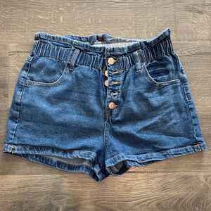 wild fable Dark Blue High-Rise Button-Front Denim Shorts